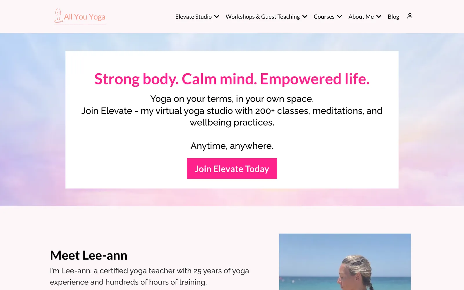 The All You Yoga website, allyouyoga.co.uk