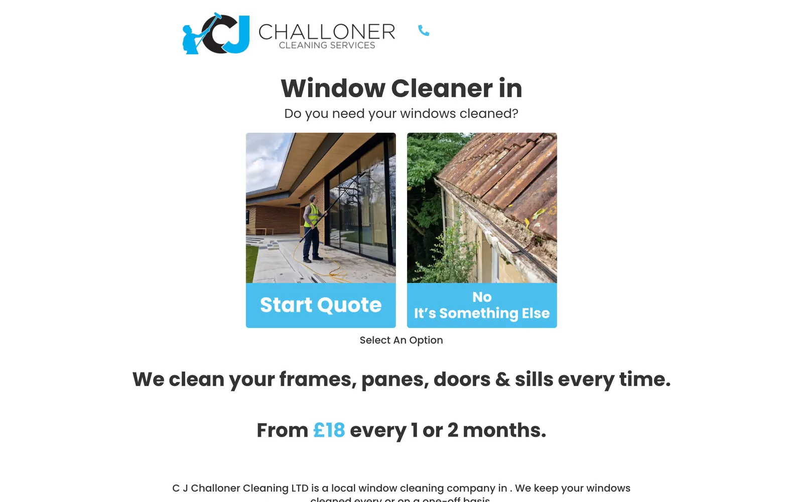 The C J Challoner Cleaning website