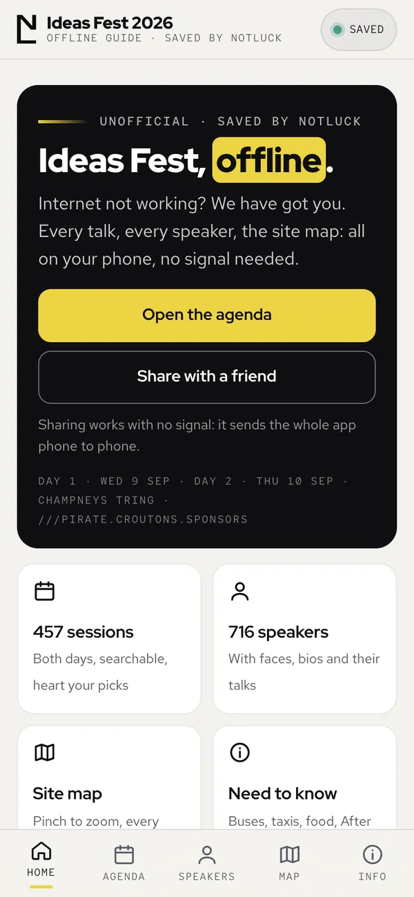 The Ideas Fest site on a phone