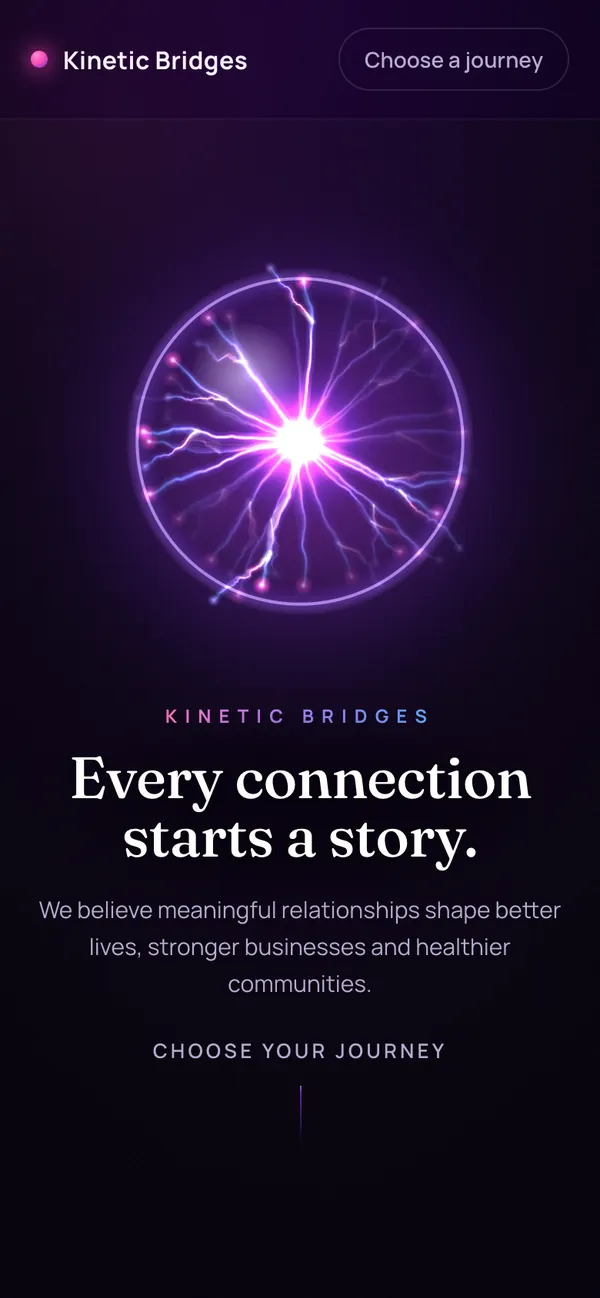 The Kinetic Bridges site on a phone