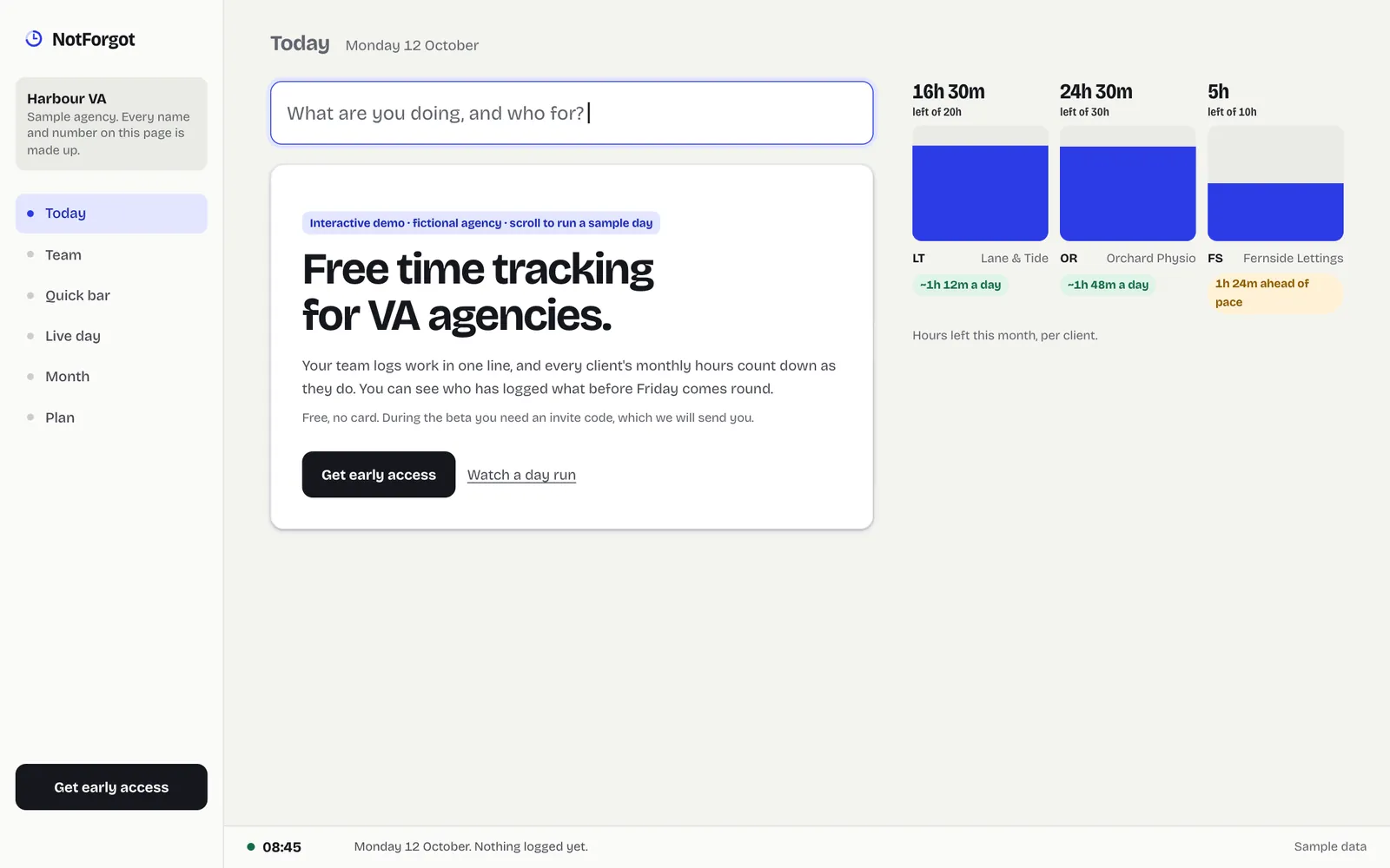 The NotForgot website, notforgot.app